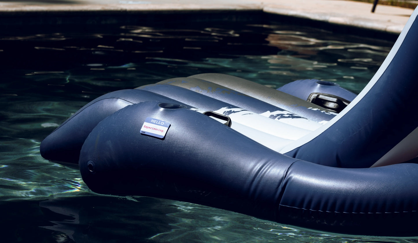 Nametag Sticker — “HELLO — Experiencing” — 3×2 in Waterproof Vinyl